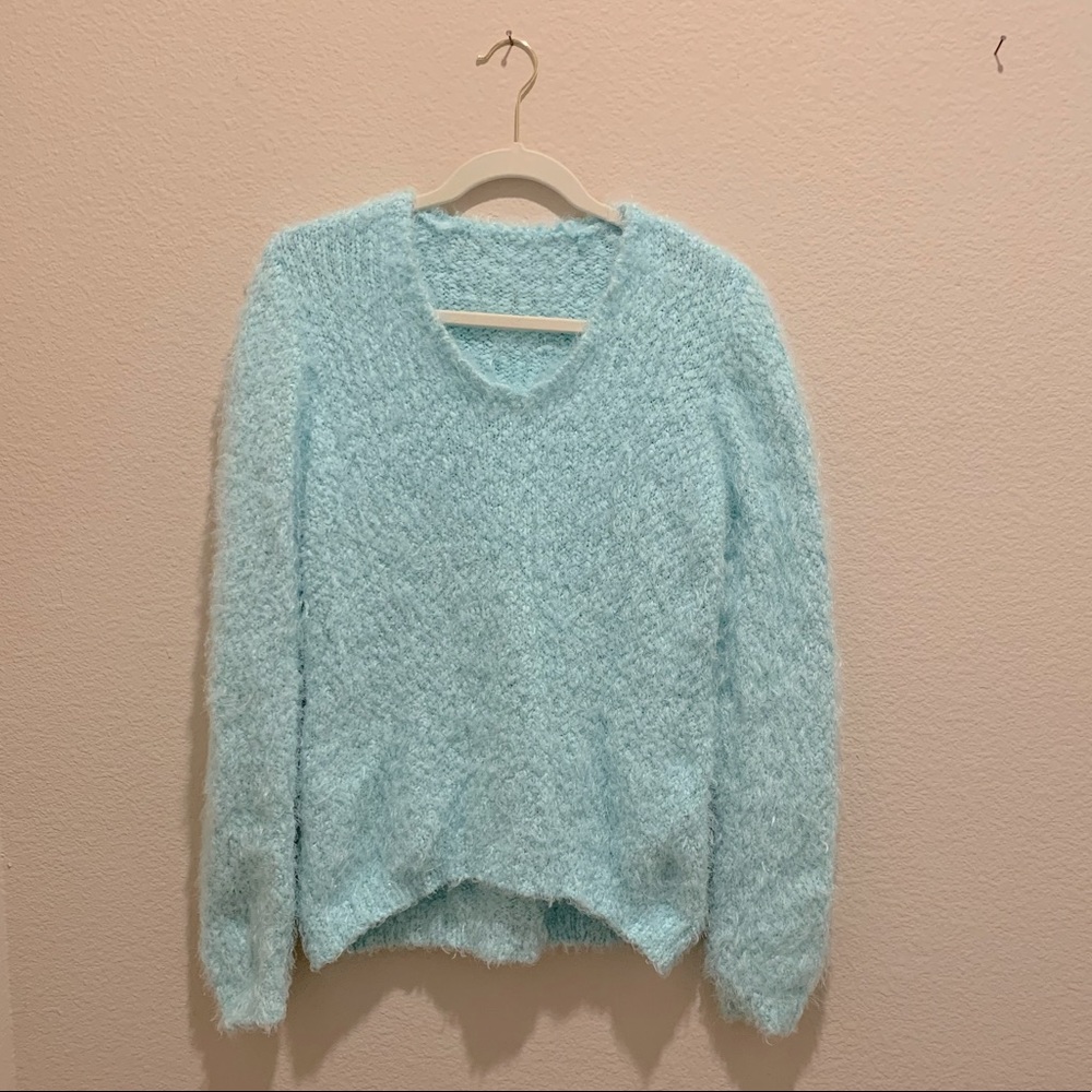 Long sleeve aqua sweater
